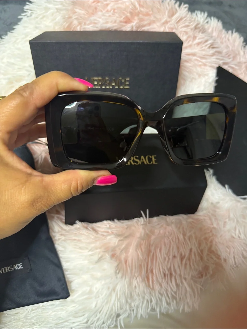 Versace Women's Tortoiseshell Sunglasses - Black Lenses